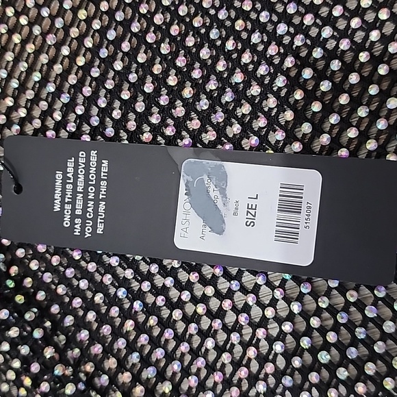 Fashion Nova fully covered rhinestone top and bottom set size L - Picture 5 of 8